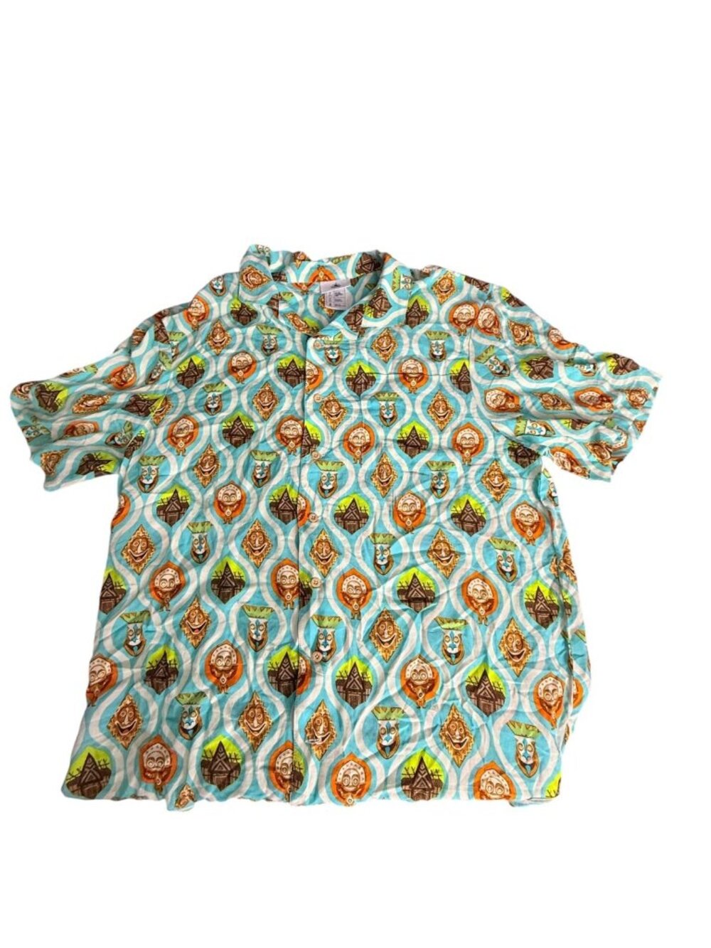 Disney Polynesian Resort Trader Sams Tiki Button Down Shirt Medium 50 years